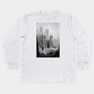 Castle in the Snow B/W Kids Long Sleeve T-Shirt